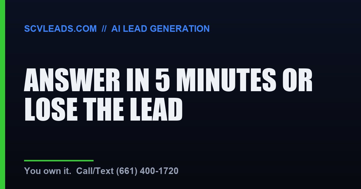 A speed-to-lead concept showing a five minute response window for new business leads